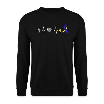 Down Syndrome Awareness Loop extra - Unisex Sweatshirt - black - Front - Alina (178cm) & Michal (187cm)