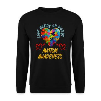 Autismus Awareness bunt Puzzel Herz - Unisex Pullover - Schwarz - Vorne - Alina (178cm) & Michal (187cm)