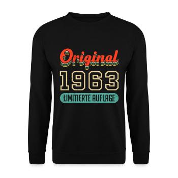 60. Geburtstag Original 1963 60 Jahre - Unisex Pullover - Schwarz - Vorne - Alina (178cm) & Michal (187cm)