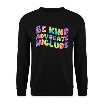 Be Kind Inklusion Menschen mit Behinderung - Unisex Pullover - Schwarz - Vorne - Alina (178cm) & Michal (187cm)