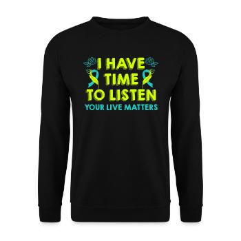 Mental Health Your life counts Awareness - Unisex Sweatshirt - black - Front - Alina (178cm) & Michal (187cm)