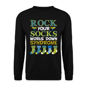 Rock your Socks World Down Syndrome Tag Awareness - Sweat-shirt Unisexe - noir - Devant - Alina (178cm) & Michal (187cm)