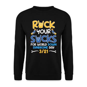 Awareness Trisomy 21 Rock your Socks - Unisex Sweatshirt - black - Front - Alina (178cm) & Michal (187cm)