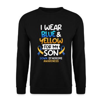 Down Syndrom Vater und Mutter mit Kind - Unisex Pullover - Schwarz - Vorne - Alina (178cm) & Michal (187cm)