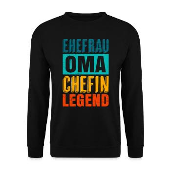 Oma Ehefrau und Chefin Muttertag super Oma - Unisex Pullover - Schwarz - Vorne - Alina (178cm) & Michal (187cm)
