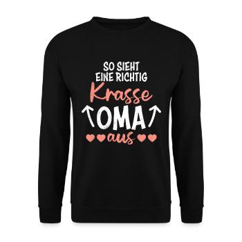 Coole Oma Weltbeste Oma Muttertag Großmutter - Unisex Pullover - Schwarz - Vorne - Alina (178cm) & Michal (187cm)