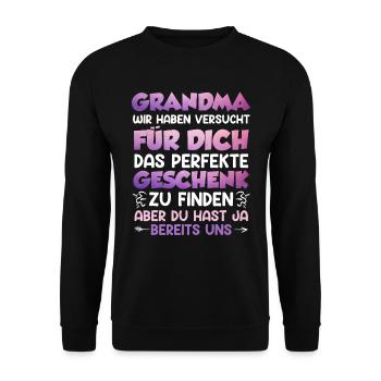 Weltbeste Oma Muttertag Beste Oma Super Grandma - Unisex Pullover - Schwarz - Vorne - Alina (178cm) & Michal (187cm)