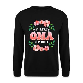 Weltbeste Oma Muttertag Beste Oma Super Grandma - Unisex Pullover - Schwarz - Vorne - Alina (178cm) & Michal (187cm)