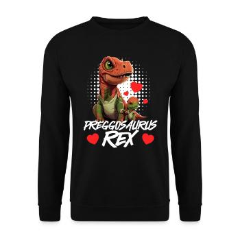 Schwangere Preggosaurus werdende Mütter Mamasaurus - Unisex Pullover - Schwarz - Vorne - Alina (178cm) & Michal (187cm)