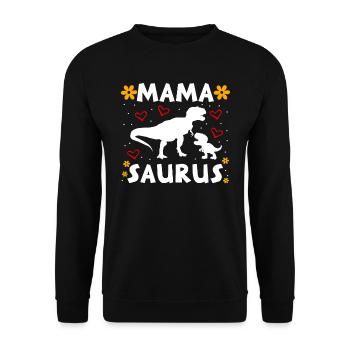 Mamasaurus Muttertag Mama Dinosaurier Mama Saurus - Unisex Pullover - Schwarz - Vorne - Alina (178cm) & Michal (187cm)