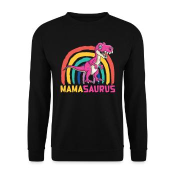 Mamasaurus Muttertag Mama Dinosaurier Mom - Unisex Pullover - Schwarz - Vorne - Alina (178cm) & Michal (187cm)