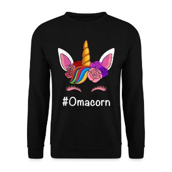Oma Einhorn Muttertag Fans Grandma Omi - Unisex Pullover - Schwarz - Vorne - Alina (178cm) & Michal (187cm)