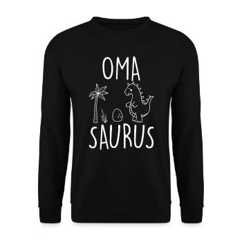 Omasaurus Muttertag Grandma Mama Tag Oma - Unisex Pullover - Schwarz - Vorne - Alina (178cm) & Michal (187cm)