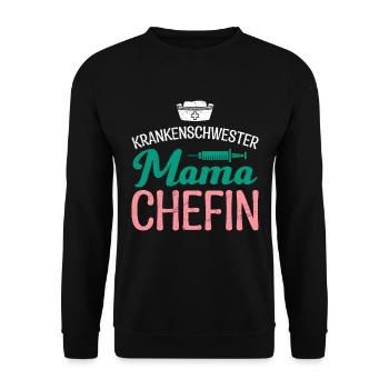 Mama Chefin Muttertag Mama Boss Supervisor - Unisex Pullover - Schwarz - Vorne - Alina (178cm) & Michal (187cm)