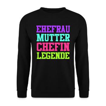 Ehefrau Mama Chefin Muttertag Supervisor - Unisex Pullover - Schwarz - Vorne - Alina (178cm) & Michal (187cm)