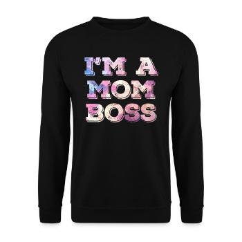 Mama Chefin Muttertag Mama Boss Supervisor - Unisex Pullover - Schwarz - Vorne - Alina (178cm) & Michal (187cm)