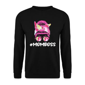 Mama Chefin Muttertag Mama Boss Supervisor - Unisex Pullover - Schwarz - Vorne - Alina (178cm) & Michal (187cm)