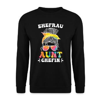 Tante Ehefrau Chefin Legende Muttertag Tanten - Unisex Pullover - Schwarz - Vorne - Alina (178cm) & Michal (187cm)