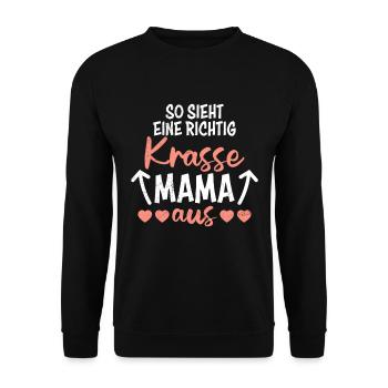 Mama Queen coole Mama Muttertag krasse Mom - Unisex Pullover - Schwarz - Vorne - Alina (178cm) & Michal (187cm)