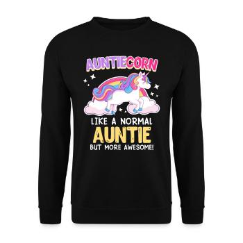 Tanticorn Einhorn Tanten Muttertag Unicorn - Unisex Pullover - Schwarz - Vorne - Alina (178cm) & Michal (187cm)