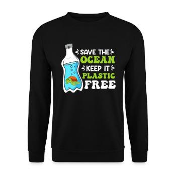 Environmentalists Save the Ocean No plastic - Unisex Sweatshirt - black - Front - Alina (178cm) & Michal (187cm)