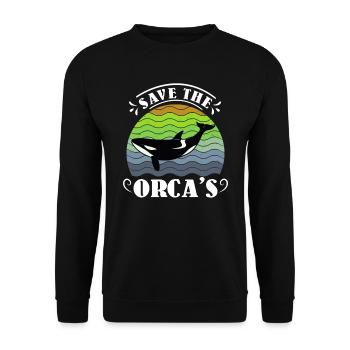 Save the Whales Orka Whale Conservation Environment - Sweat-shirt Unisexe - noir - Devant - Alina (178cm) & Michal (187cm)