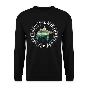 Rettet die Schildkröten Save the Ocean Artenschutz - Unisex Pullover - Schwarz - Vorne - Alina (178cm) & Michal (187cm)