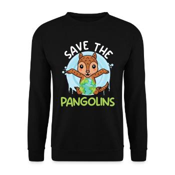 Rettet die Tiere Schuppentier Pangolin Artenschutz - Unisex Pullover - Schwarz - Vorne - Alina (178cm) & Michal (187cm)