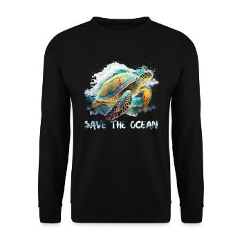 Rettet die Schildkröten Save the Ocean Artenschutz - Unisex Pullover - Schwarz - Vorne - Alina (178cm) & Michal (187cm)