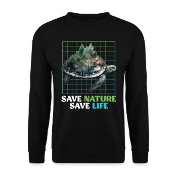 Save Nature Schildkröten Artenschutz Umwelt - Unisex Pullover - Schwarz - Vorne - Alina (178cm) & Michal (187cm)