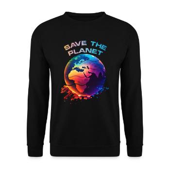 Rettet die Erde Earth Day Planet Umweltschutz - Unisex Pullover - Schwarz - Vorne - Alina (178cm) & Michal (187cm)