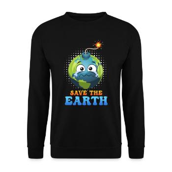 Save the Earth LOVE Mission Erde Umweltschutz - Unisex Pullover - Schwarz - Vorne - Alina (178cm) & Michal (187cm)