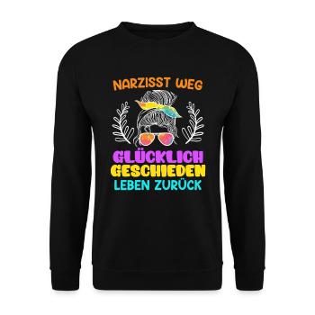 Narzisst weg Scheidungsparty Glücklich geschieden - Unisex Pullover - Schwarz - Vorne - Alina (178cm) & Michal (187cm)