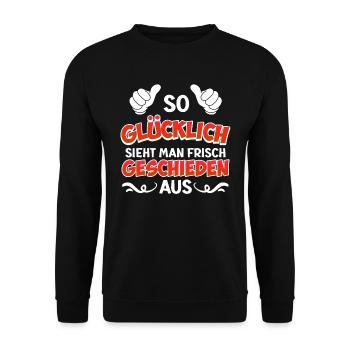 Scheidungsparty frisch geschieden Scheidung - Unisex Pullover - Schwarz - Vorne - Alina (178cm) & Michal (187cm)