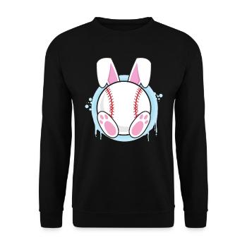 Baseball Fan Osterhasen Baseball Hase Osterfreund - Unisex Pullover - Schwarz - Vorne - Alina (178cm) & Michal (187cm)
