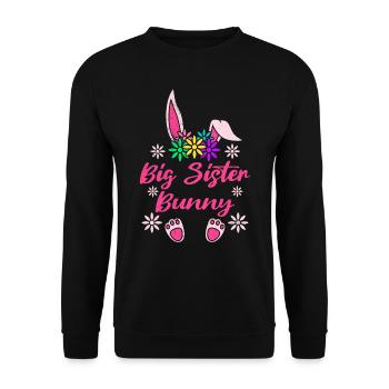 Schwester Hase Osterhasen Schwester Bunny - Unisex Pullover - Schwarz - Vorne - Alina (178cm) & Michal (187cm)
