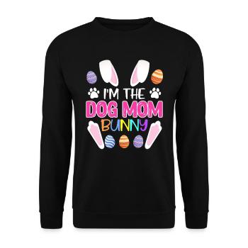 Hundeliebhaber Hasen Mama Ostern Hundefan - Unisex Pullover - Schwarz - Vorne - Alina (178cm) & Michal (187cm)