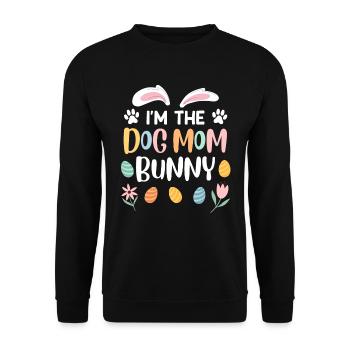 Hundeliebhaber Hasen Mama Ostern Hundefan - Unisex Pullover - Schwarz - Vorne - Alina (178cm) & Michal (187cm)
