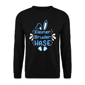 Osterhasen Ostern Bunnys Kleiner Bruder Hase - Unisex Pullover - Schwarz - Vorne - Alina (178cm) & Michal (187cm)