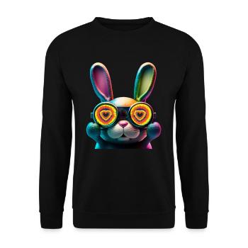 Hasengesicht Cooler Osterhase mit Brille - Unisex Pullover - Schwarz - Vorne - Alina (178cm) & Michal (187cm)