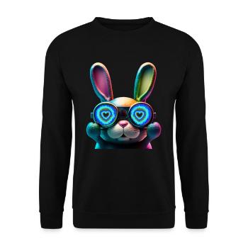 Hasengesicht Cooler Osterhase mit Brille - Unisex Pullover - Schwarz - Vorne - Alina (178cm) & Michal (187cm)