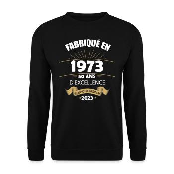 Fabriqué En 1973 Né En 1973 50 Ans Anniversaire - Sweat-shirt Unisexe - noir - Devant - Alina (178cm) & Michal (187cm)