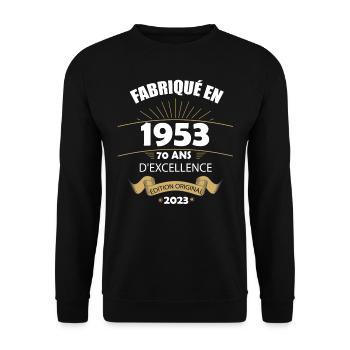 Fabriqué En 1953 Né En 1953 70 Ans Anniversaire - Sweat-shirt Unisexe - noir - Devant - Alina (178cm) & Michal (187cm)