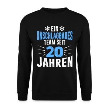 Seit 20 Jahren ein Team 20. Hochzeitstag - Unisex Pullover - Schwarz - Vorne - Alina (178cm) & Michal (187cm)