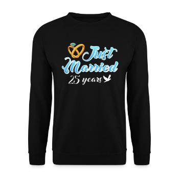 25 years married 25th wedding anniversary - Unisex Sweatshirt - black - Front - Alina (178cm) & Michal (187cm)