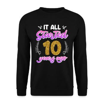 Just married 10 Years Rose Wedding - Unisex Sweatshirt - black - Front - Alina (178cm) & Michal (187cm)