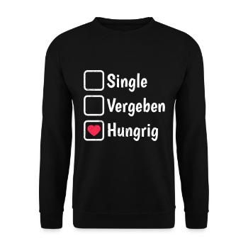 Hungriger Single Food Lover - Unisex Pullover - Schwarz - Vorne - Alina (178cm) & Michal (187cm)