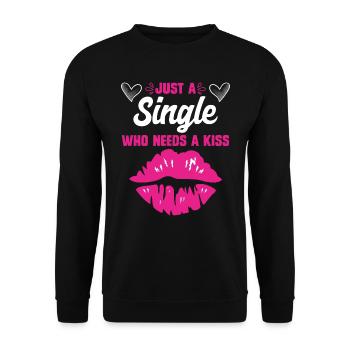 Célibataire qui a besoin d’un baiser Femme célibataire Femmes célibataires - Sweat-shirt Unisexe - noir - Devant - Alina (178cm) & Michal (187cm)