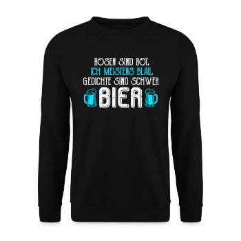 Ein Gedicht über mich Poesie Bierlover Poeten - Unisex Pullover - Schwarz - Vorne - Alina (178cm) & Michal (187cm)