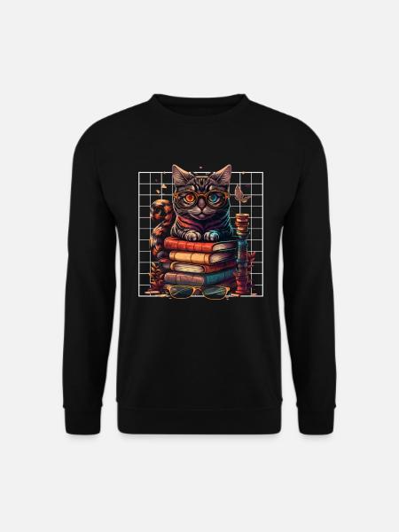 Katzenliebhaber und Bücherwurm Buchliebhaber und - Unisex Pullover - Schwarz